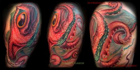 Tattoos - Realistic frehand color octopus coverup tattoo - 120432